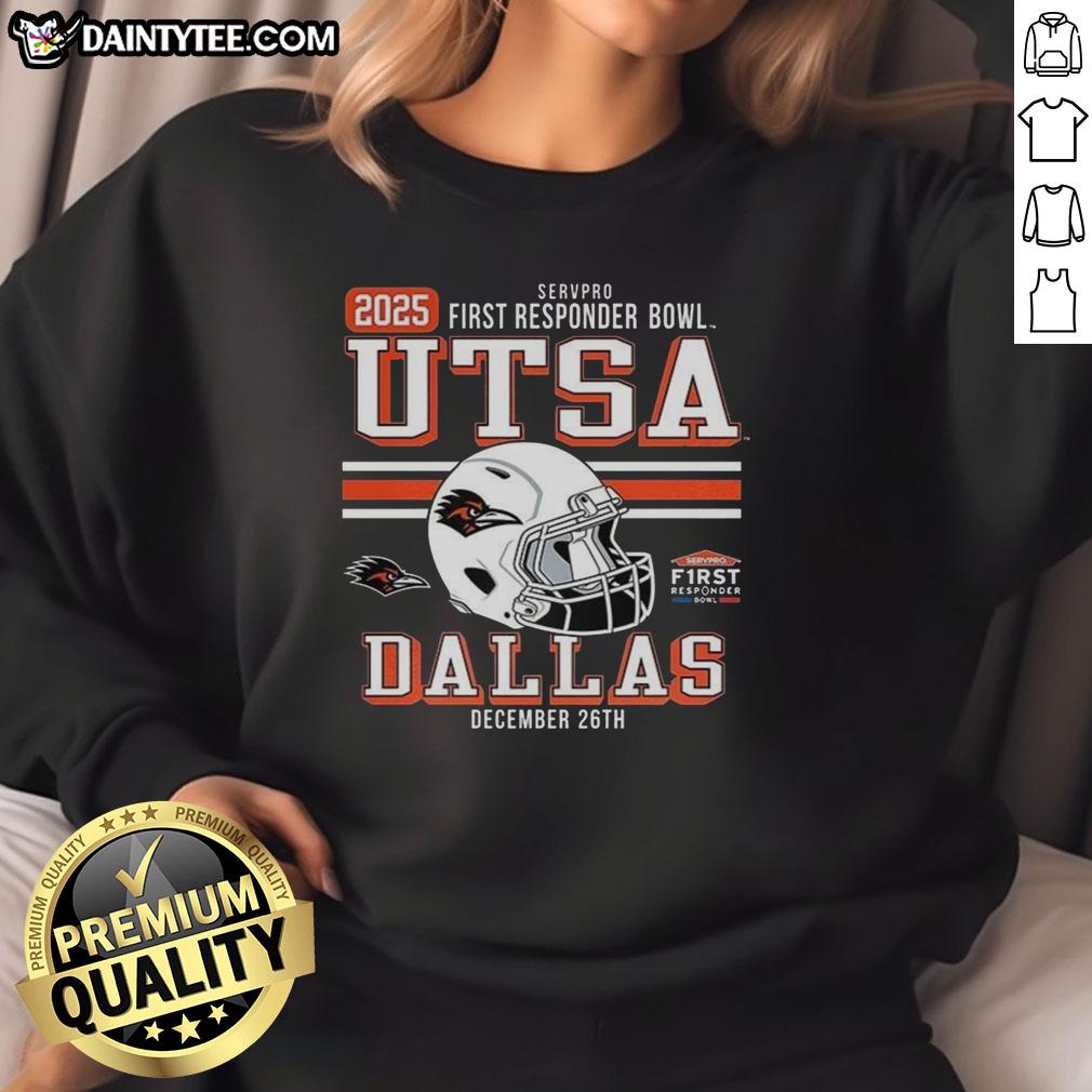 Alt Text: Awesome Utsa Roadrunners 2025 First Responder Bowl Bound Sweatshirt showcasing team spirit and excitement for the game.