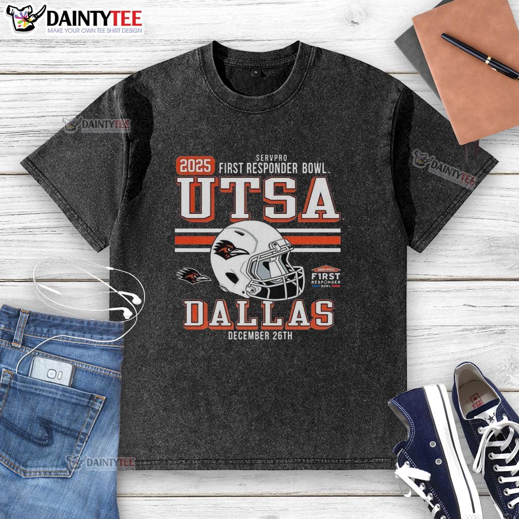 Alt Text: Awesome UTSA Roadrunners 2025 First Responder Bowl Bound washed t-shirt featuring bold team graphics.