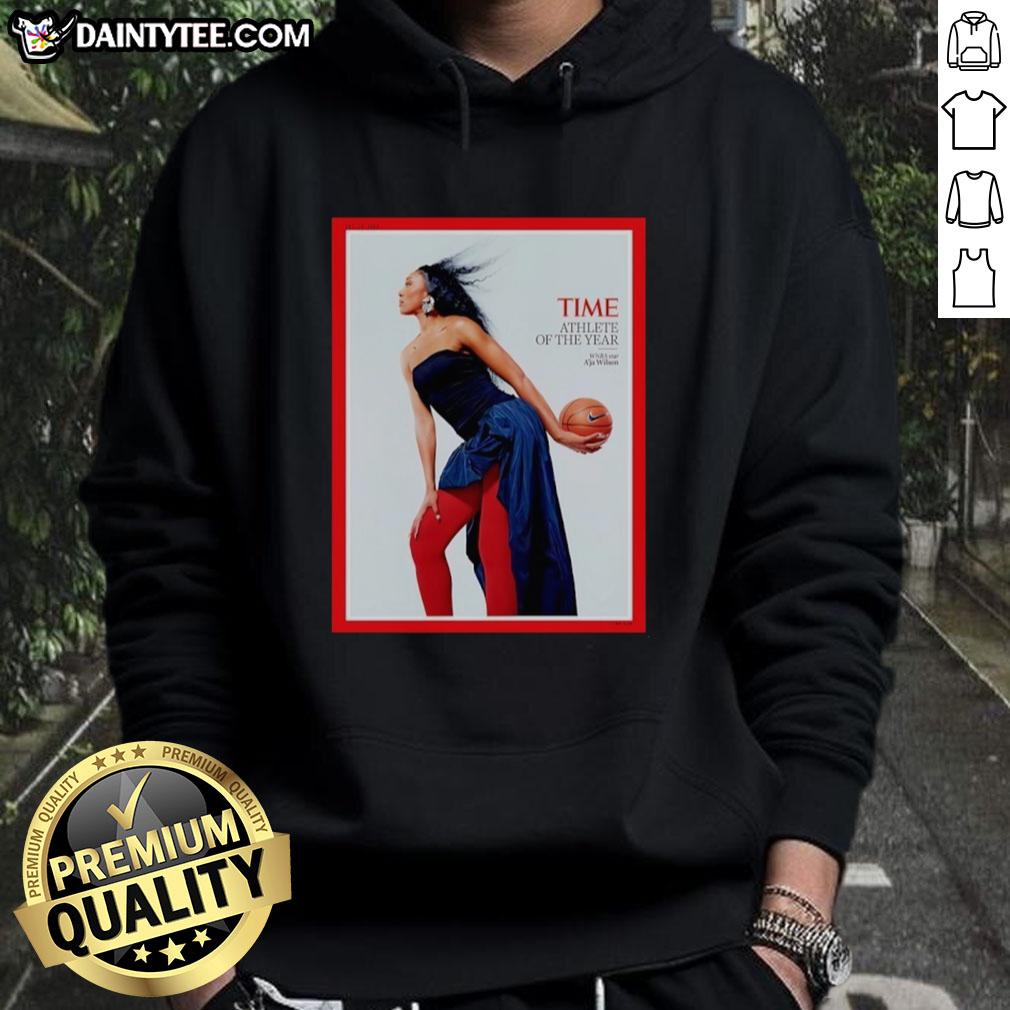 Aja Wilson wearing the Awesome WNBA Athlete of the Year hoodie, showcasing her athleticism and style.