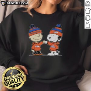 Alt Text: Cute Denver Broncos Snoopy and Charlie Brown best friends sweatshirt, perfect for fans and cozy wear.