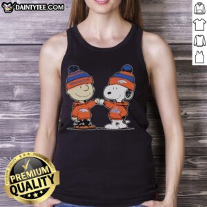 Cute Denver Broncos Snoopy and Charlie Brown best friends tank top featuring playful cartoon design and team colors.