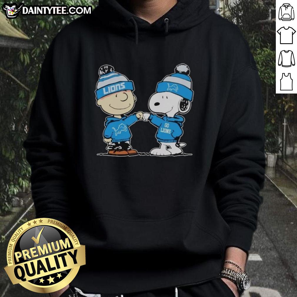 Alt Text: Cute Detroit Lions Snoopy and Charlie Brown Best Friends hoodie featuring vibrant graphics and cozy design.