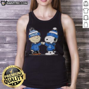 Cute Indianapolis Colts Snoopy and Charlie Brown best friends tank top featuring vibrant graphics and team colors.