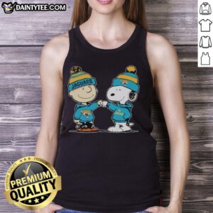 Alt Text: Cute Jacksonville Jaguars Snoopy and Charlie Brown best friends tank top featuring vibrant designs for fans.