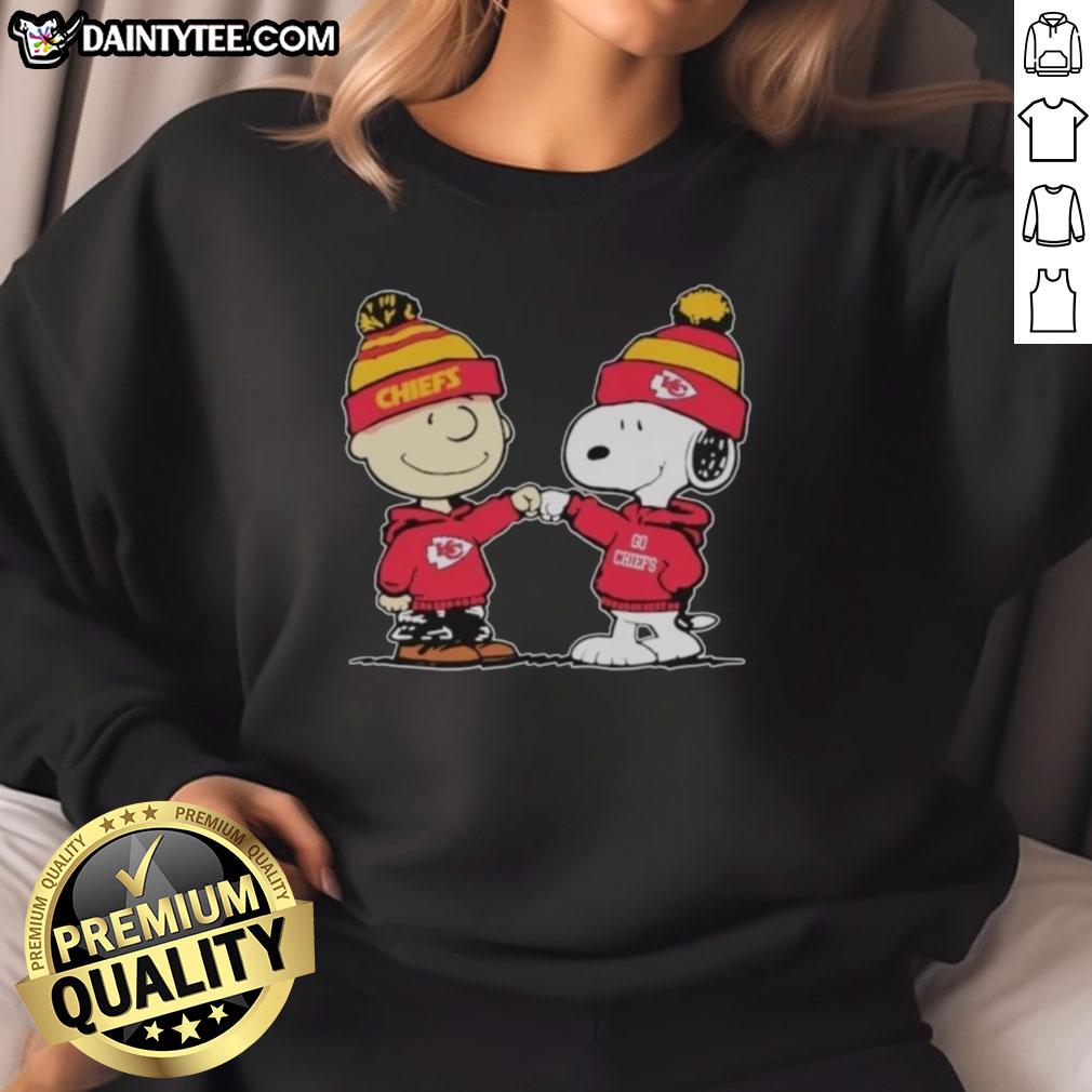 Alt Text: Cute Kansas City Chiefs Snoopy and Charlie Brown Best Friends sweatshirt featuring vibrant team colors and playful design.