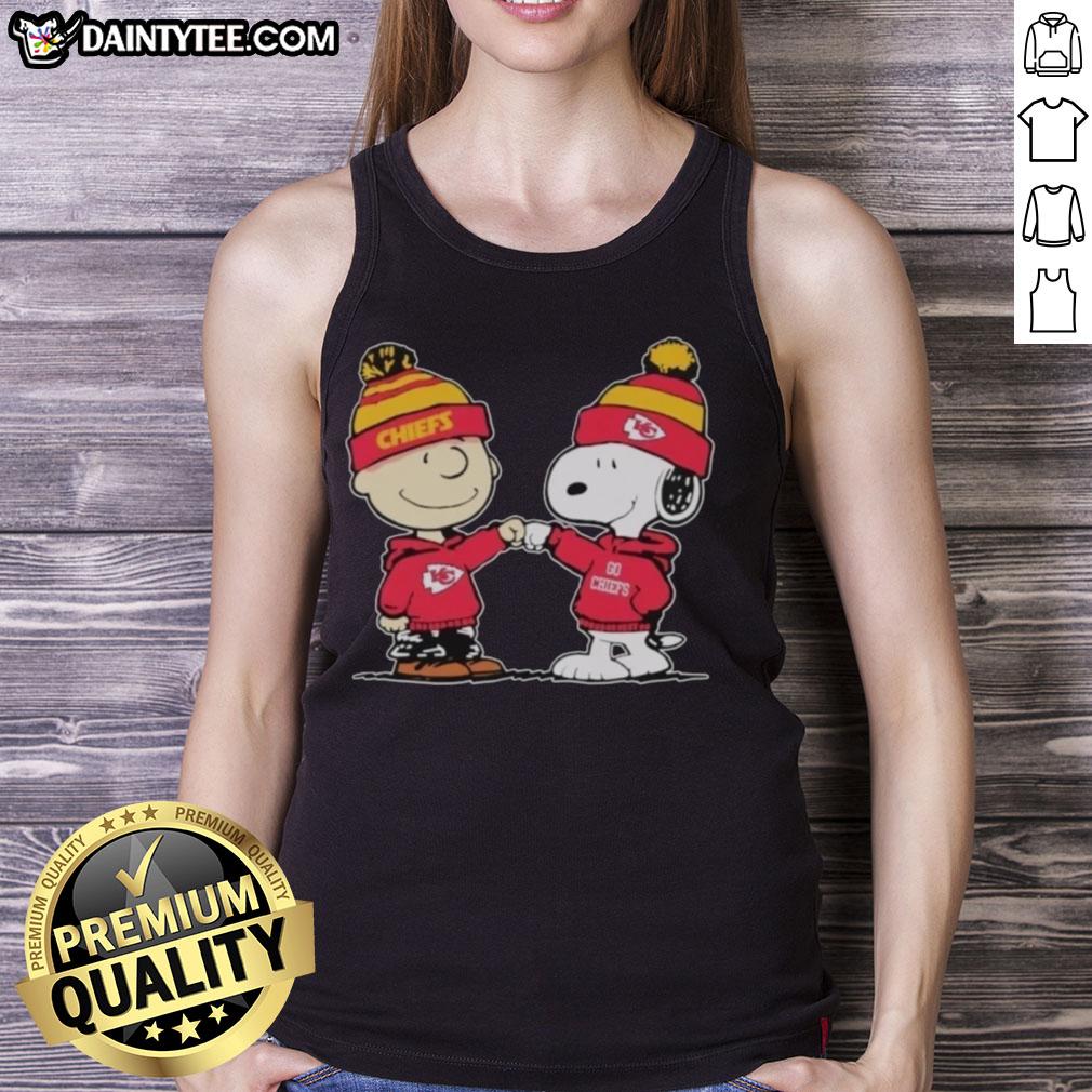 Alt Text: Cute Kansas City Chiefs Snoopy and Charlie Brown best friends tank top featuring vibrant graphics and team colors.
