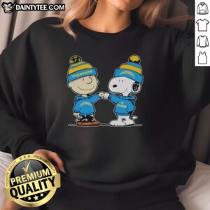 Alt Text: Cute Los Angeles Chargers Snoopy and Charlie Brown Best Friends sweatshirt featuring vibrant graphics and cozy design.
