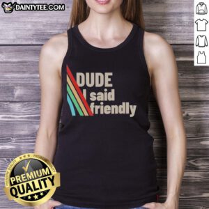 Funny dude wearing a Friendly ARC Raiders tank top, showcasing a humorous design and casual style.
