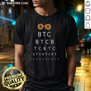 Funny Eye Check Bitcoin BTC T-Shirt featuring a playful design for cryptocurrency enthusiasts and humor lovers.