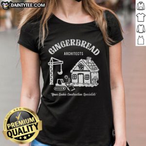 Funny Gingerbread Architects Ladies Tee featuring whimsical gingerbread designs and playful architectural elements.