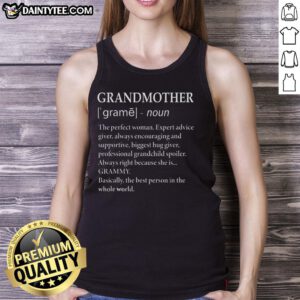 Alt Text: Funny grandmother definition tank top design featuring whimsical text and graphics celebrating grandmas.