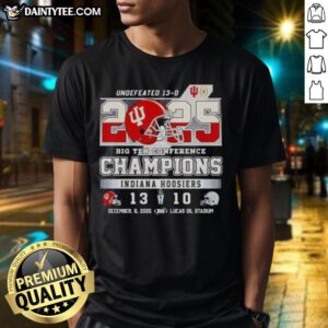 Funny Indiana Hoosiers Undefeated Big Ten Conference Champions 2025 T-Shirt featuring vibrant team graphics and colors.