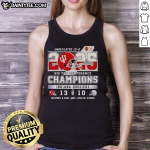 Funny Indiana Hoosiers Undefeated Big Ten Conference Champions 2025 Tank Top design featuring team colors and graphics.