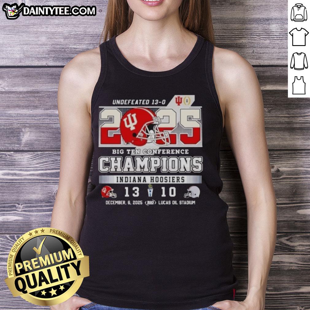 Funny Indiana Hoosiers Undefeated Big Ten Conference Champions 2025 Tank Top design featuring team colors and graphics.