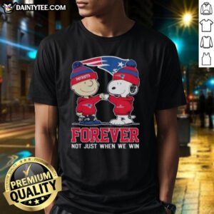 Alt Text: Funny New England Patriots X Charlie Brown Vs Snoopy T-Shirt design, celebrating fandom beyond winning moments.