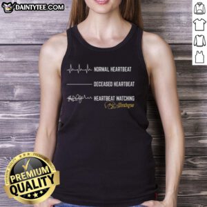 Funny normal heartbeat vs deceased heartbeat graphic on Iowa Hawkeyes tank top, perfect for sports fans and humor lovers.