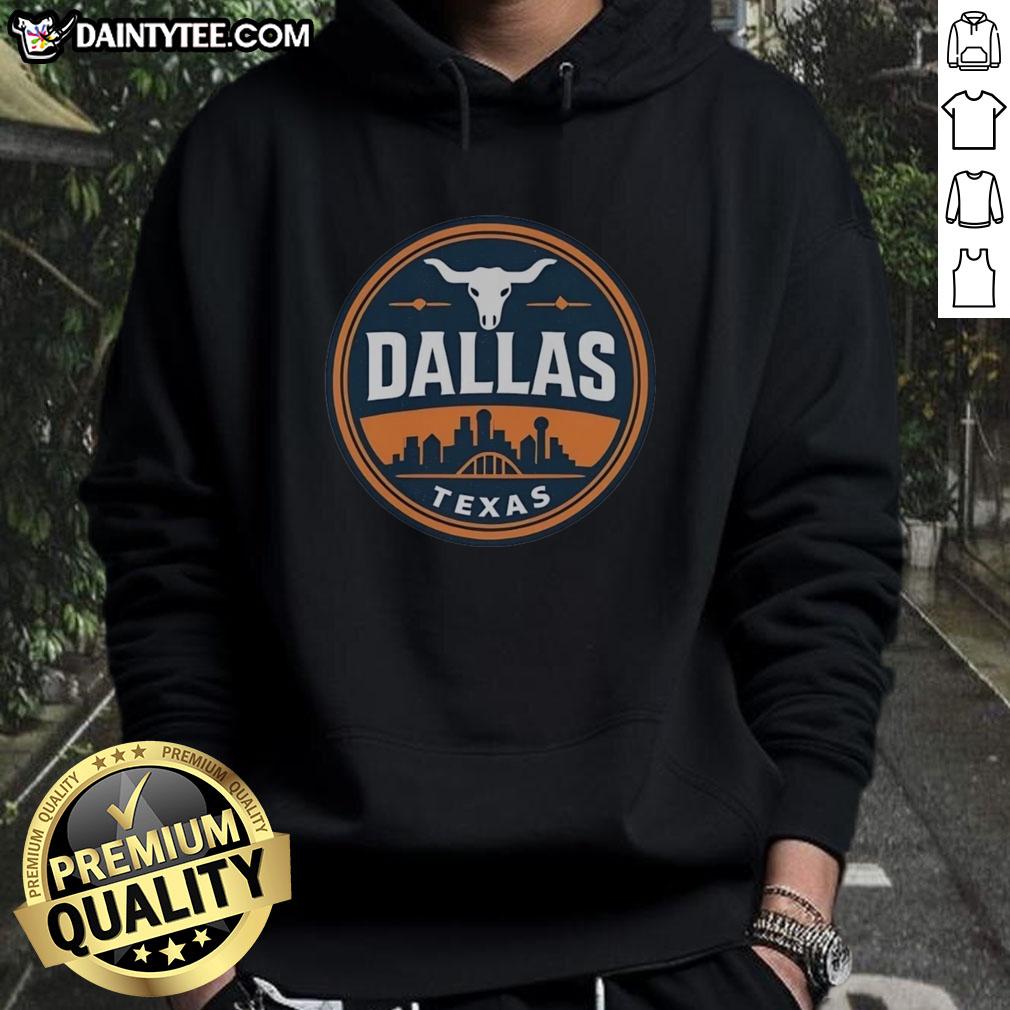 Funny vintage Dallas Texas western skyline retro hoodie design featuring iconic city landmarks and playful graphics.