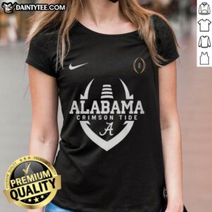 Alt Text: 2026 Alabama Crimson Tide College Football Playoff logo on a ladies tee, showcasing team spirit and style.