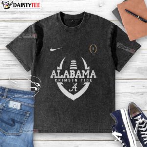 Alt Text: Alabama Crimson Tide College Football Playoff 2026 logo on a washed t-shirt, perfect for fans and game day.