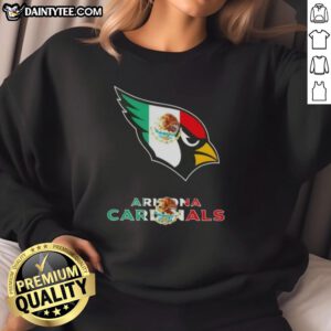 Arizona Cardinals football sweatshirt featuring a vibrant Mexican flag logo design, perfect for sports fans.