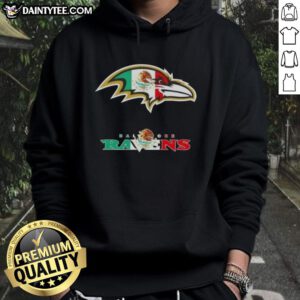 Good Baltimore Ravens football hoodie featuring a Mexican flag logo, perfect for fans celebrating their heritage.