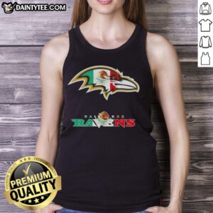 Good Baltimore Ravens football tank top featuring a vibrant Mexican flag logo design for fans and sports enthusiasts.