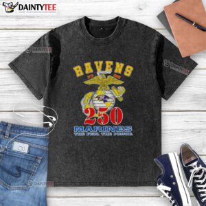 Good Baltimore Ravens X U.S.M.C 250th Birthday Celebration washed t-shirt featuring vibrant team graphics and a comfortable fit.