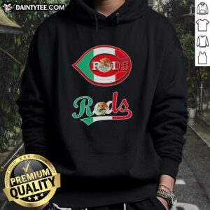 Alt Text: Cincinnati Reds baseball hoodie featuring a vibrant Mexican flag design, perfect for fans and stylish casual wear.