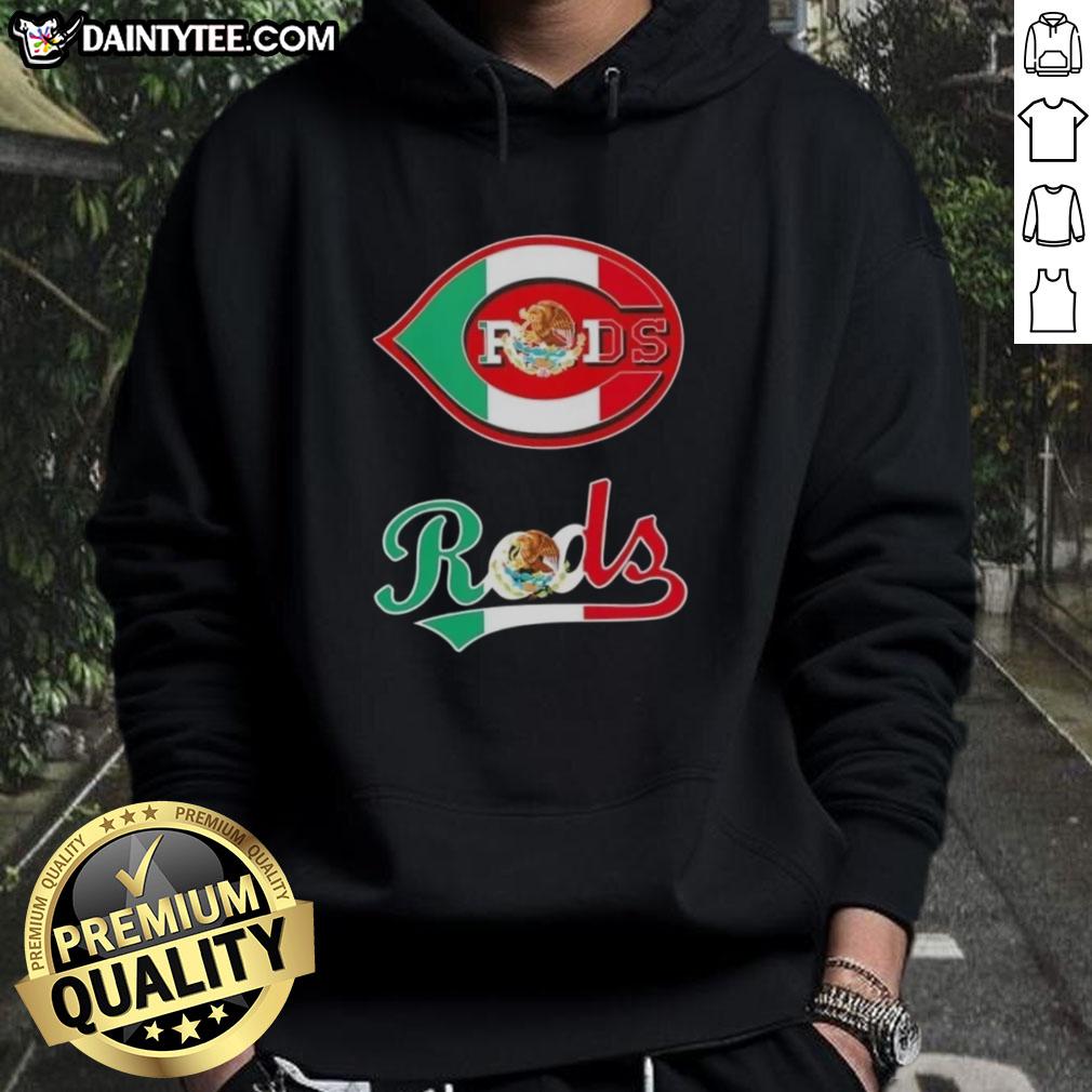 Alt Text: Cincinnati Reds baseball hoodie featuring a vibrant Mexican flag design, perfect for fans and stylish casual wear.