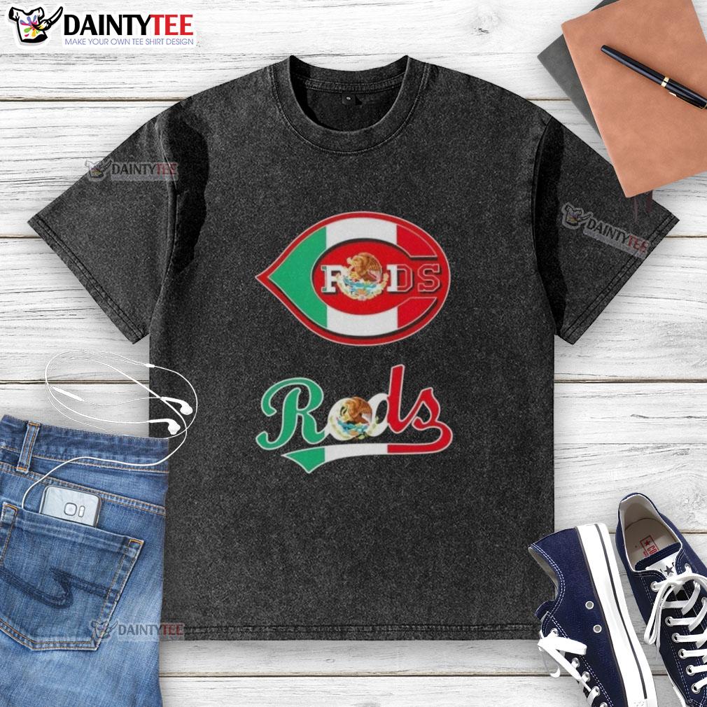 Good Cincinnati Reds baseball t-shirt featuring a vibrant Mexican flag design, perfect for fans and stylish wear.