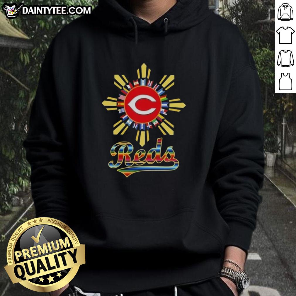 Good Cincinnati Reds X Hispanic hoodie featuring vibrant colors and team logo, perfect for fans and cultural pride.