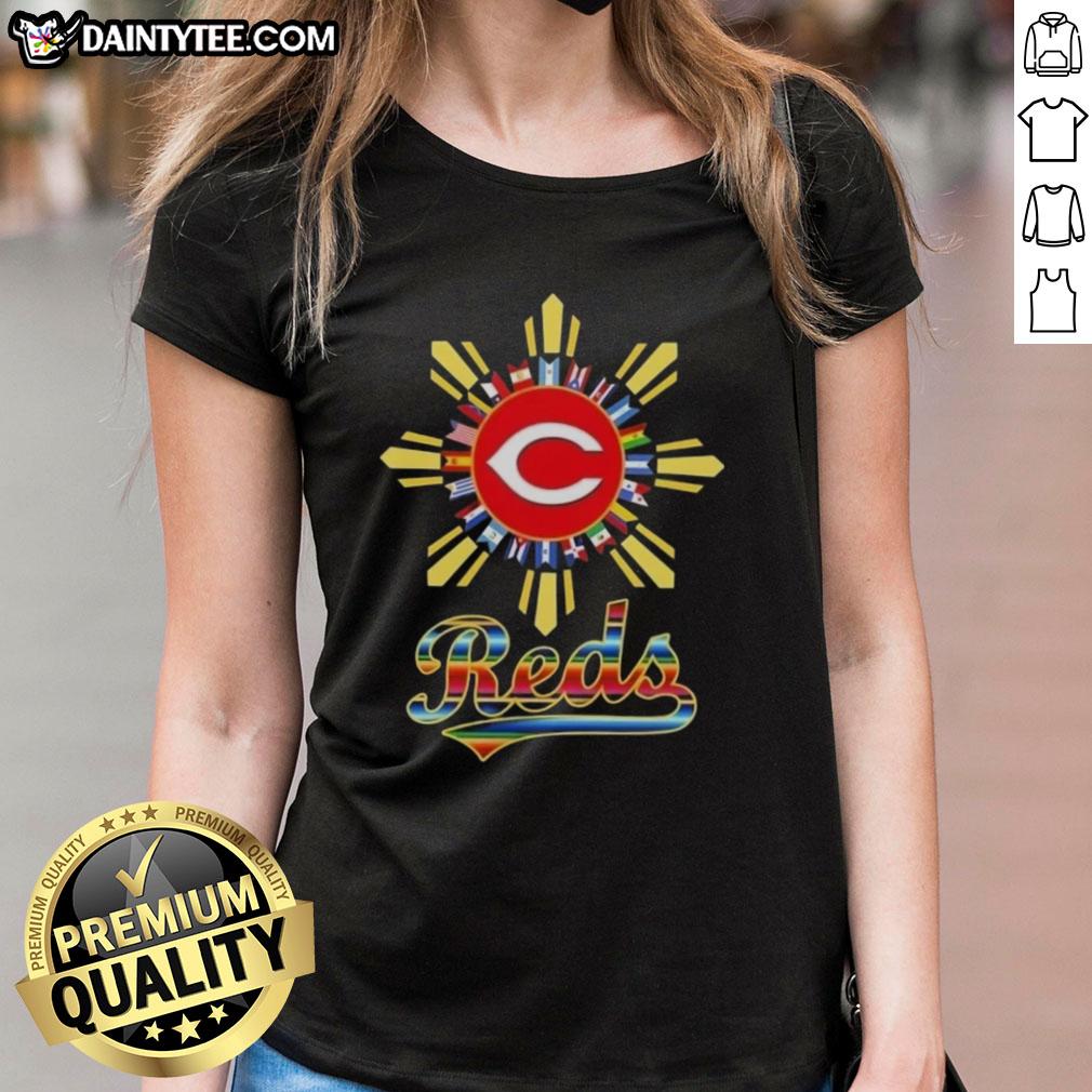 Good Cincinnati Reds X Hispanic Ladies Tee featuring vibrant colors and a stylish design for baseball fans.