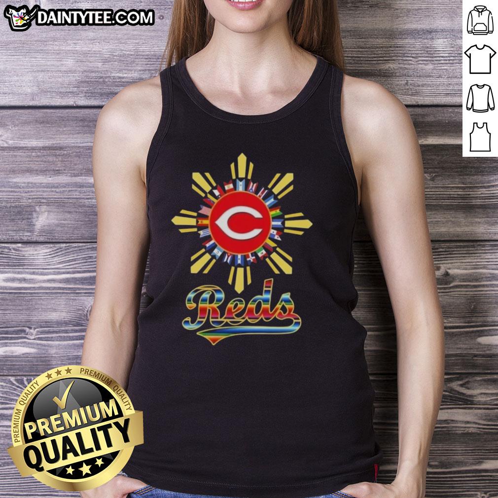 Good Cincinnati Reds X Hispanic tank top featuring vibrant graphics and a stylish design for baseball fans.