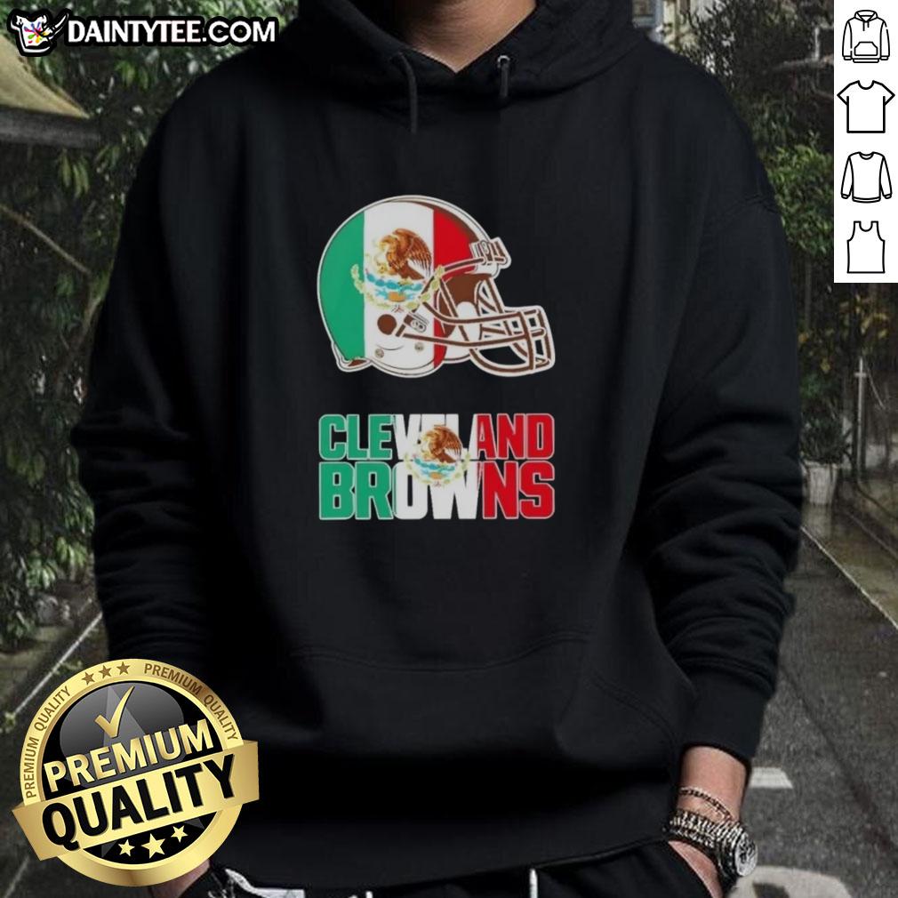 Good Cleveland Browns Football X Mexican Flag Logo Hoodie featuring vibrant colors and team spirit for fans.