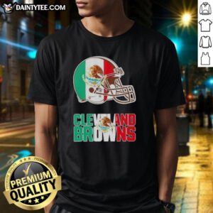 Good Cleveland Browns Football X Mexican Flag Logo T-Shirt featuring a vibrant design blending team spirit and culture.