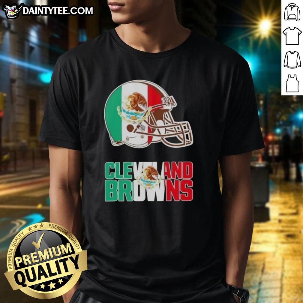 Good Cleveland Browns Football X Mexican Flag Logo T-Shirt featuring a vibrant design blending team spirit and culture.