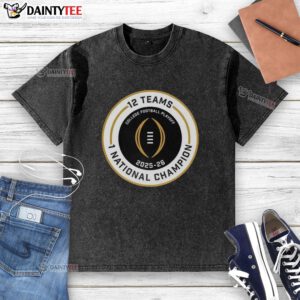 Alt Text: Good College Football Playoff 2025-2026 12 Teams national champion logo on a washed t-shirt design.