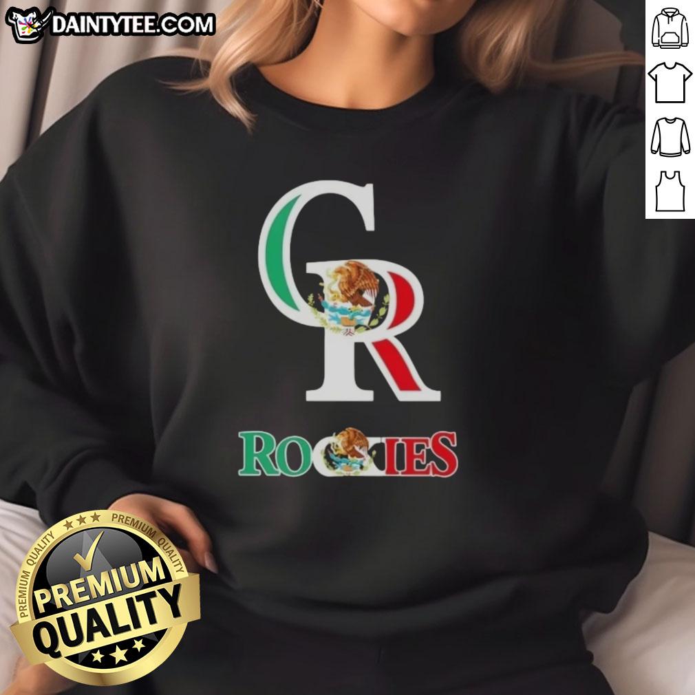 Good Colorado Rockies baseball sweatshirt featuring a vibrant Mexican flag design, perfect for fans and stylish wear.