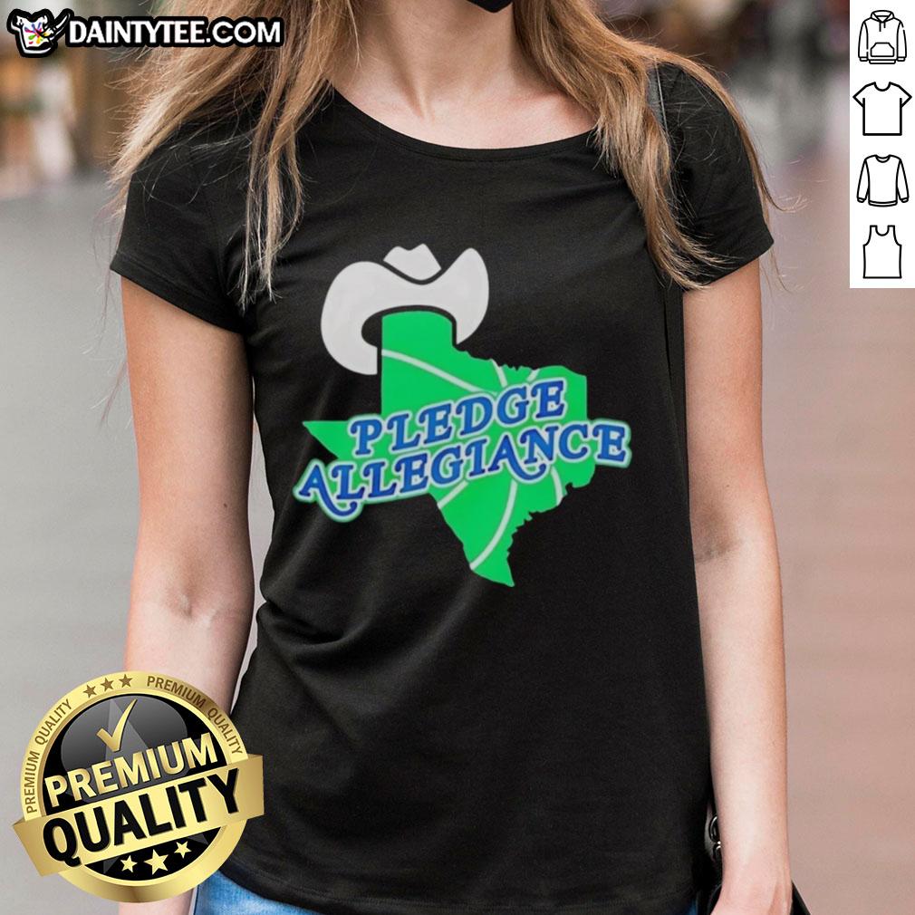 Stylish Dallas Mavericks Pledge Allegiance ladies' tee showcasing team spirit and trendy design for fans.
