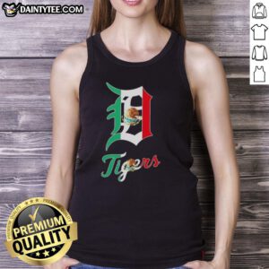 Good Detroit Tigers baseball tank top with Mexican flag design, perfect for fans celebrating their heritage and team pride.