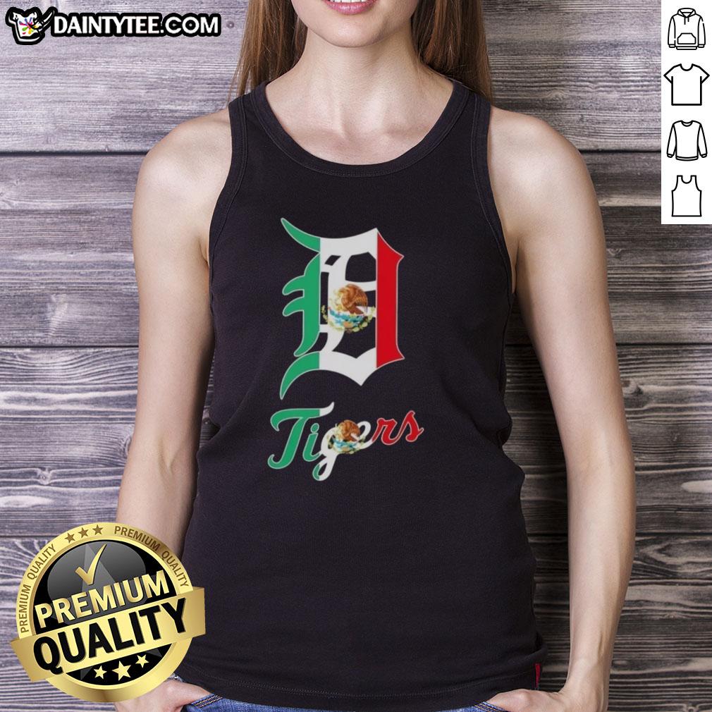 Good Detroit Tigers baseball tank top with Mexican flag design, perfect for fans celebrating their heritage and team pride.