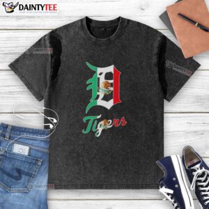 Good Detroit Tigers baseball t-shirt featuring a vibrant Mexican flag design, perfect for fans and collectors.