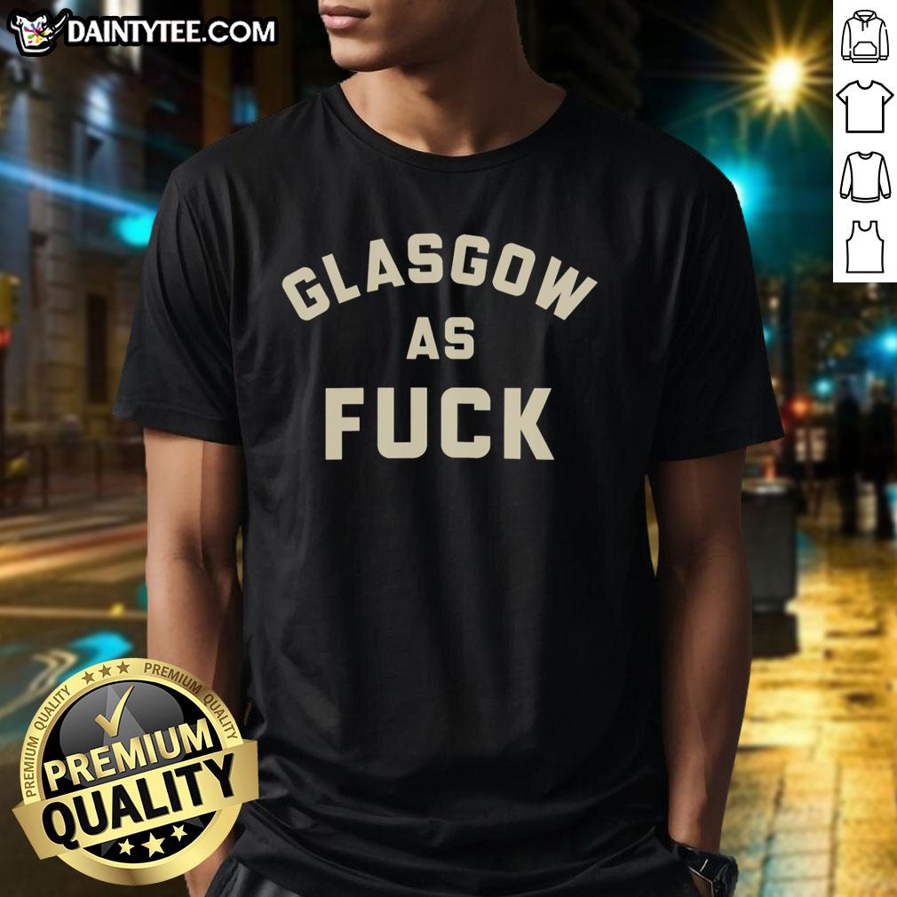 Good Glasgow As Fck T-Shirt in black with bold white lettering, perfect for Glasgow pride and casual streetwear style.