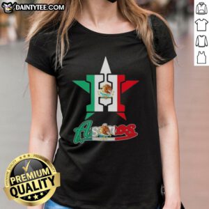 Good Houston Astros Baseball ladies tee featuring a vibrant Mexican flag design, perfect for fans and stylish wear.