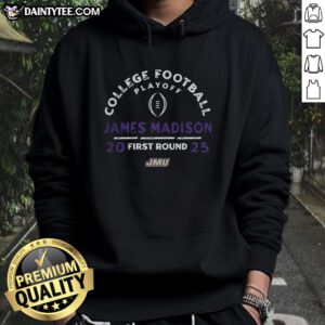 Good James Madison Dukes NCAA 2025-26 College Football Playoff first round curved hoodie in vibrant colors.