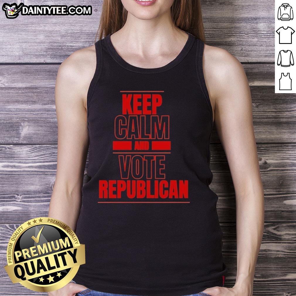 Alt Text: Good Keep Calm and Vote Republican Tank Top featuring a bold, patriotic design in red, white, and blue colors.