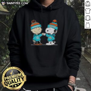 Alt Text: Good Miami Dolphins Snoopy and Charlie Brown Best Friends Hoodie featuring iconic characters in vibrant team colors.