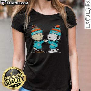 Good Miami Dolphins Snoopy and Charlie Brown best friends ladies tee featuring vibrant graphics and team spirit.