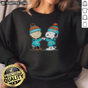 Good Miami Dolphins Snoopy and Charlie Brown Best Friends sweatshirt featuring vibrant colors and playful design.