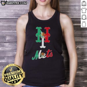 New York Mets baseball tank top featuring a vibrant Mexican flag design, perfect for sports fans and summer wear.
